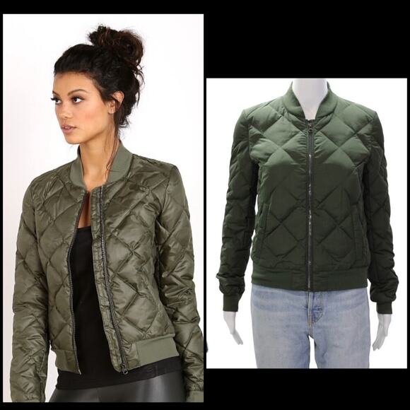 Alo Yoga Idol Quilted Bomber Jacket Hunter Green Size Small Studio Street Style - Picture 6 of 15